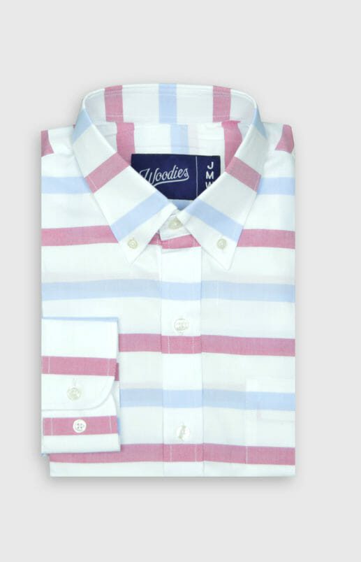 Blue & Red Horizontal Stripe Oxford Shirt