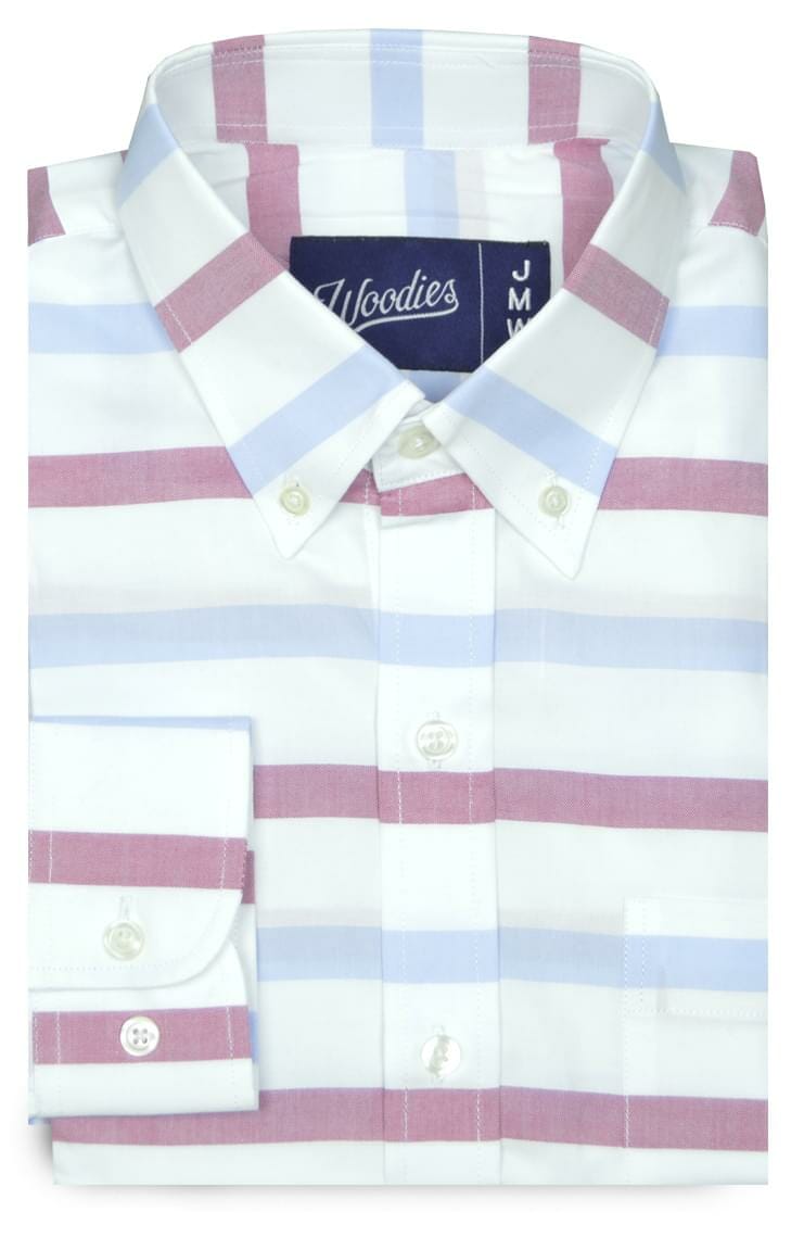 Blue & Red Horizontal Stripe Oxford Shirt