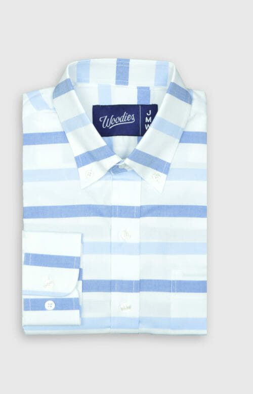 Multi Blue Horizontal Stripe Oxford Shirt