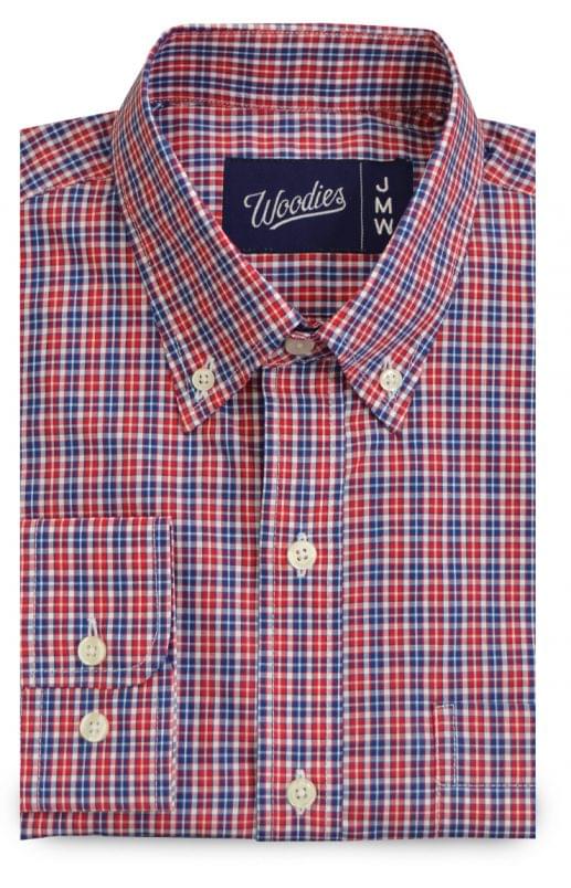 Red White Blue Mini Plaid Shirt Casual Check Tailor Red White Blue Mini Plaid Shirt