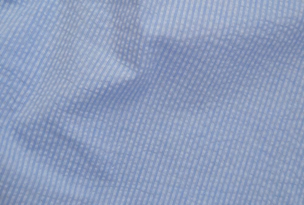 Light Blue Tonal Stripe Seersucker Shirt Fabric - Woodies Clothing