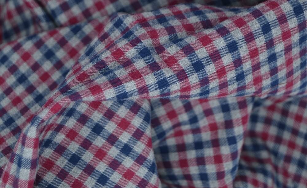 Maroon and Blue Gingham Flannel