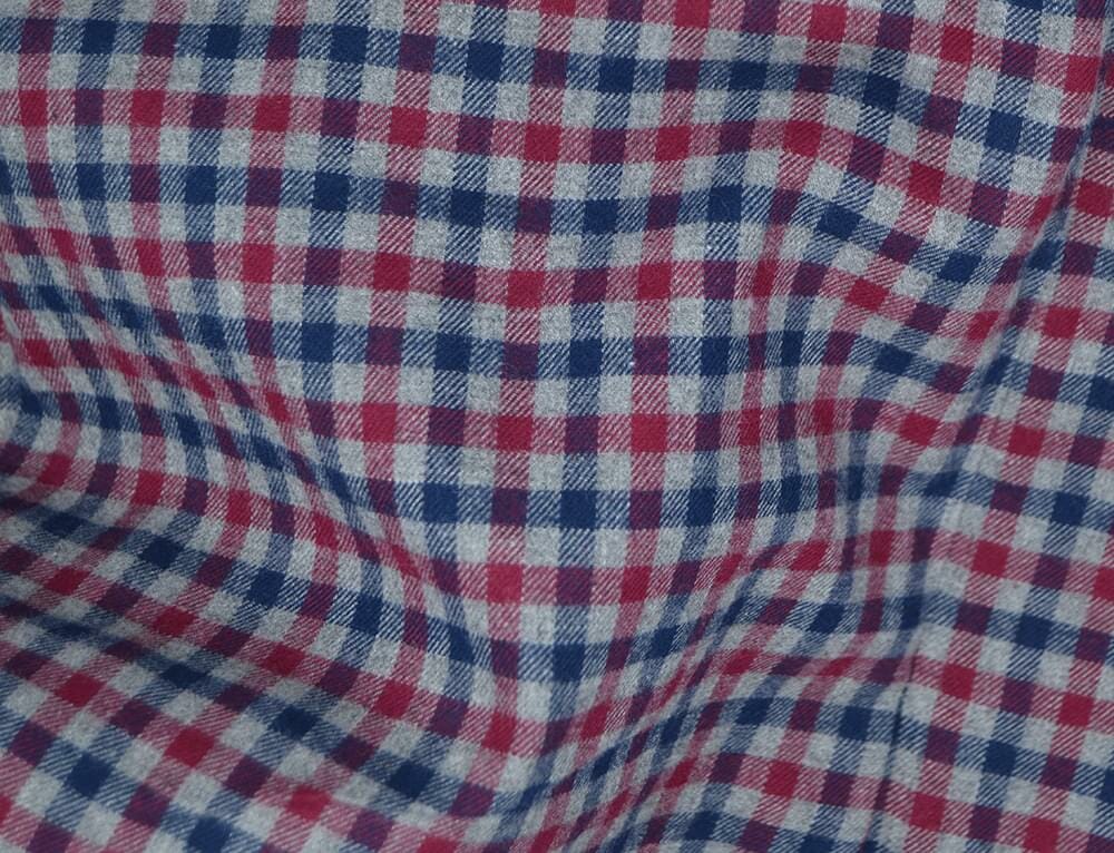 Maroon and Blue Gingham Flannel