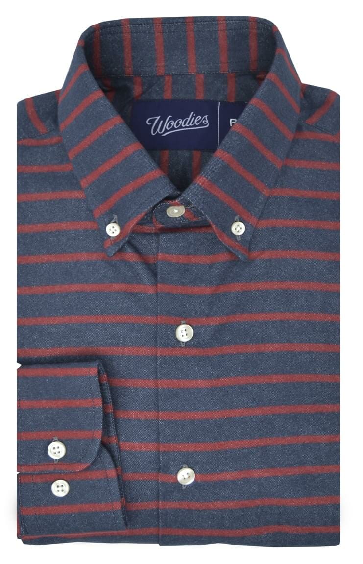 Horizontal Red Stripe Flannel Shirt - Woodies Clothing