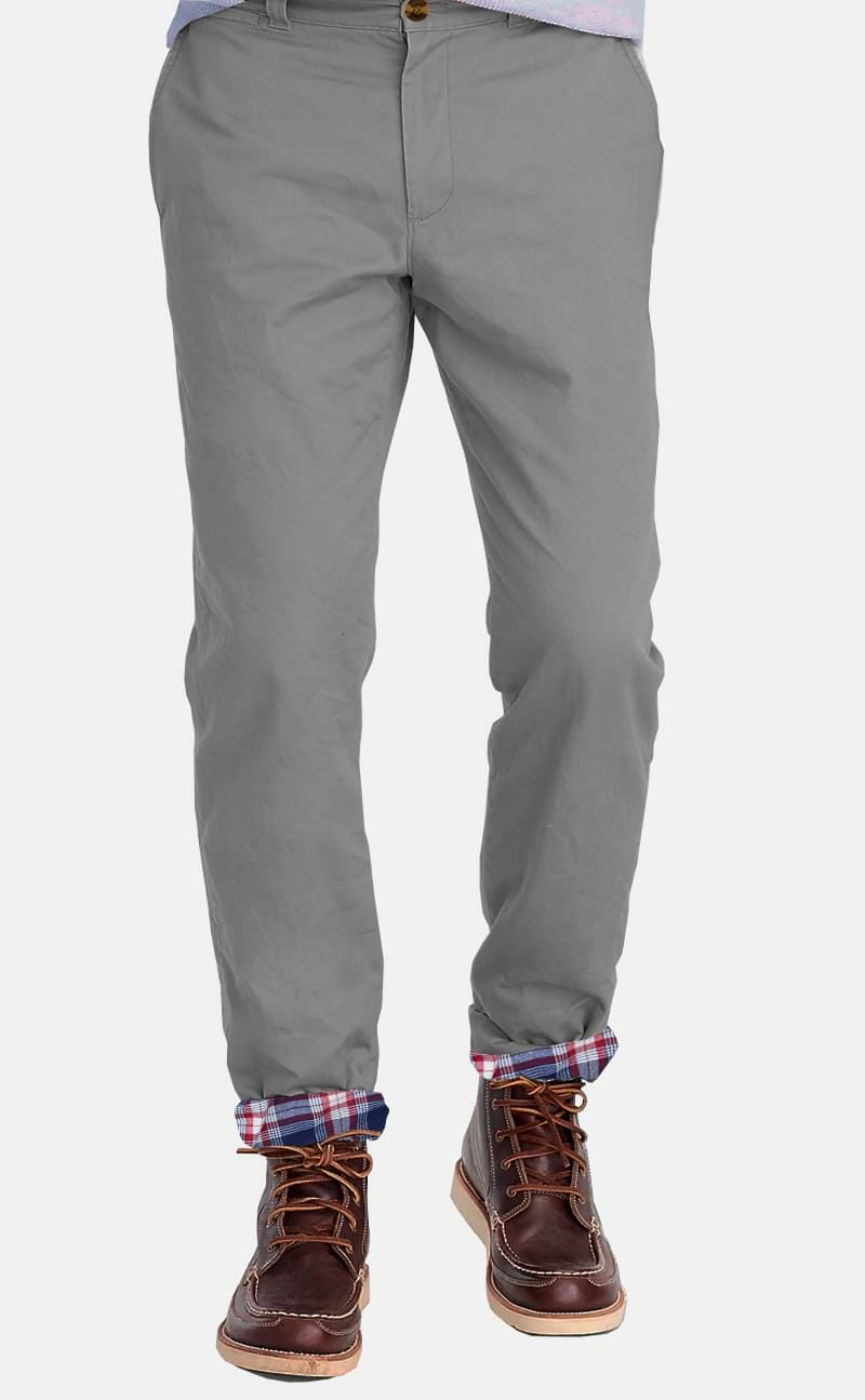 Stone Grey Flannel Lined Stretch Chino