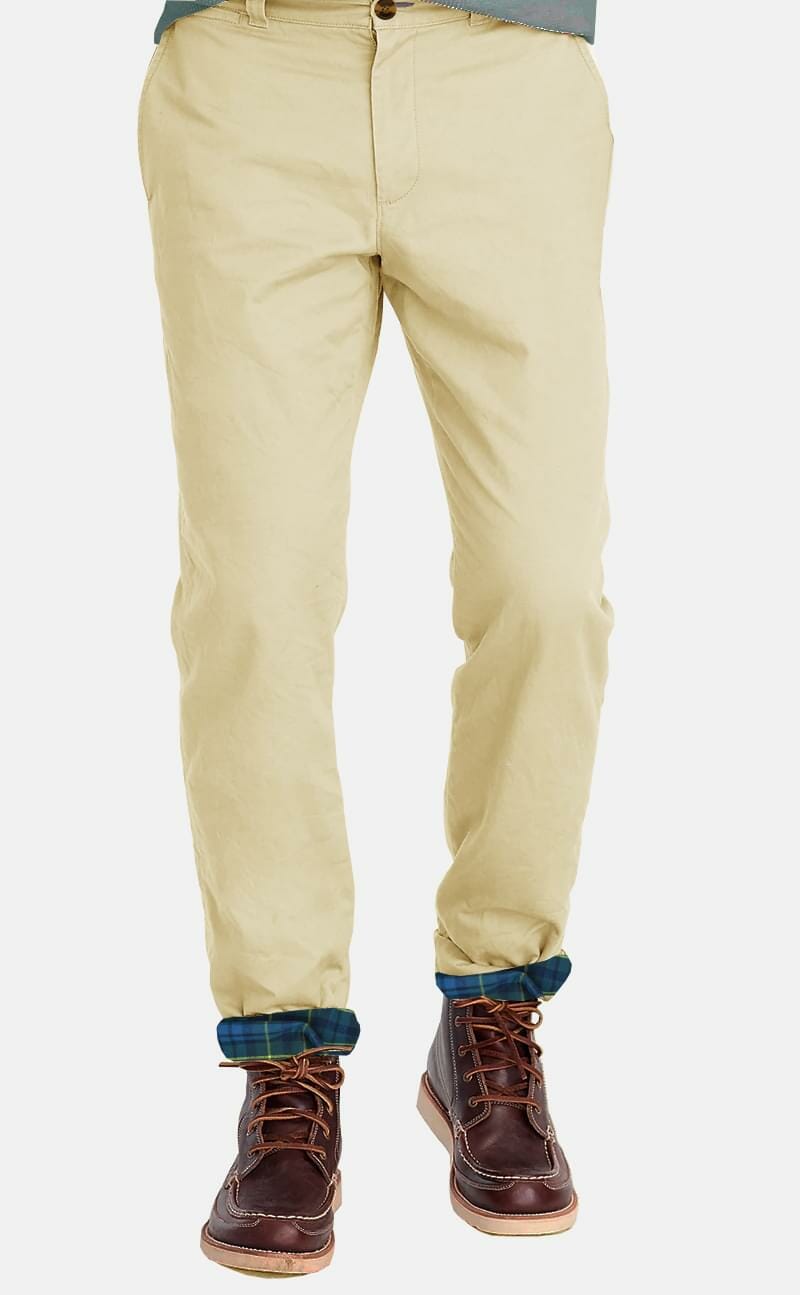 Washed Khaki Flannel Lined Stretch Chino