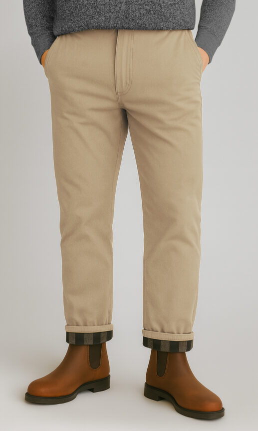 Khaki Flannel Lined Stretch Chino