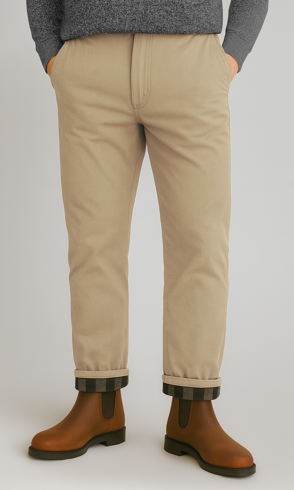 Khaki Flannel Lined Stretch Chino