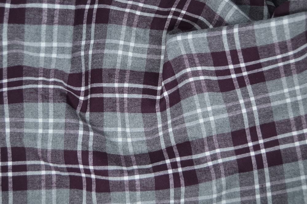 Maroon Plaid Flannel Shirt Fabric - Woodies Clothing