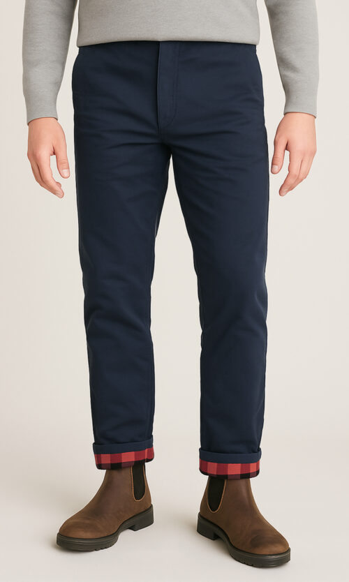 Navy Flannel Lined Chinos