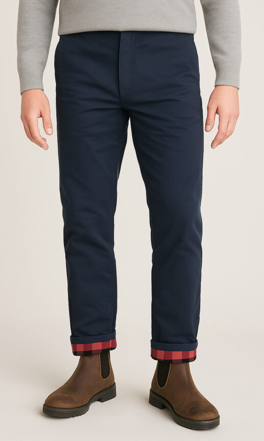 Navy Flannel Lined Stretch Chino