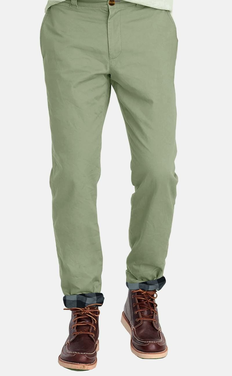 Olive Flannel Lined Stretch Chino
