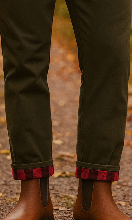 Olive Flannel Lined Stretch Chino