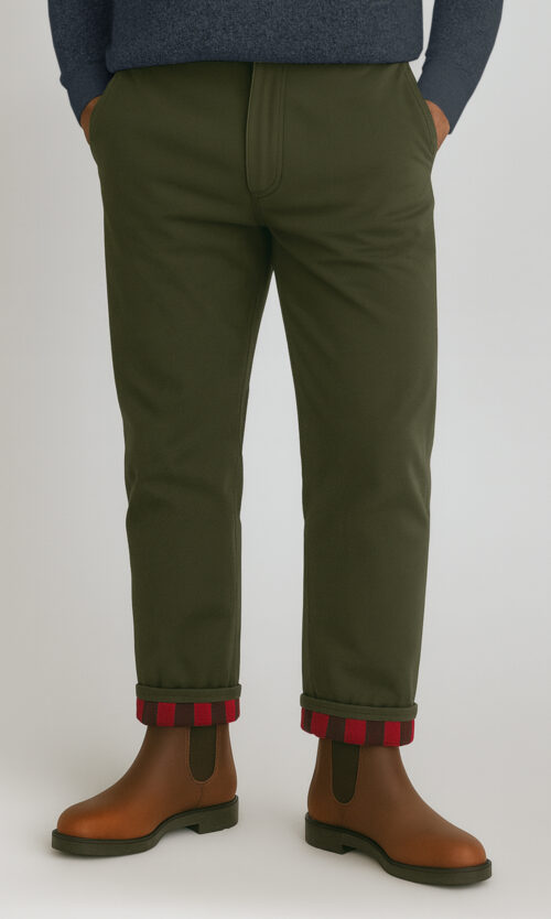 Olive Flannel Lined Chinos