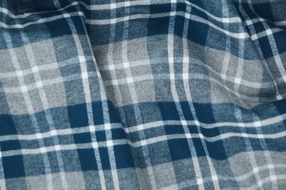 Dark Teal Plaid Flannel Shirt Fabric - Woodies Clothing
