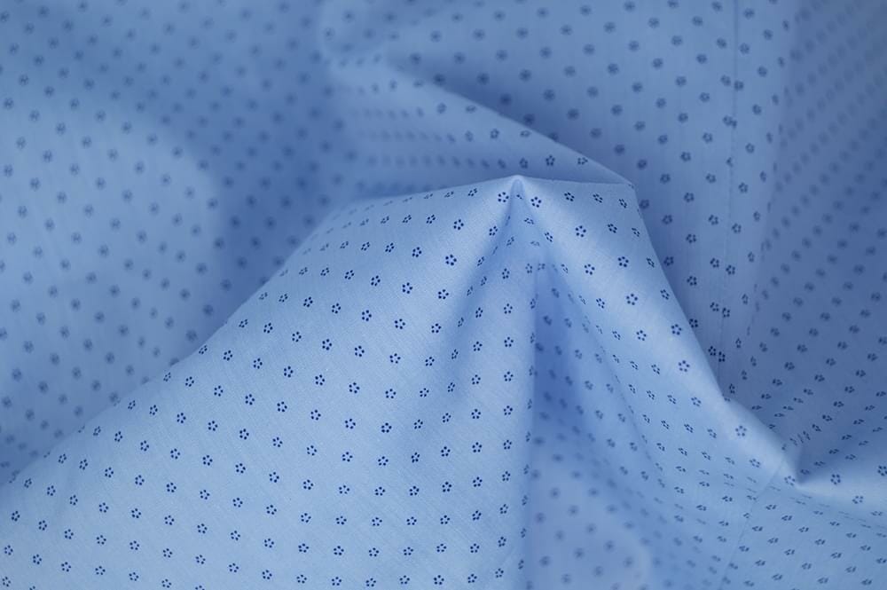 Light Blue Micro Floral Dot Print Shirt