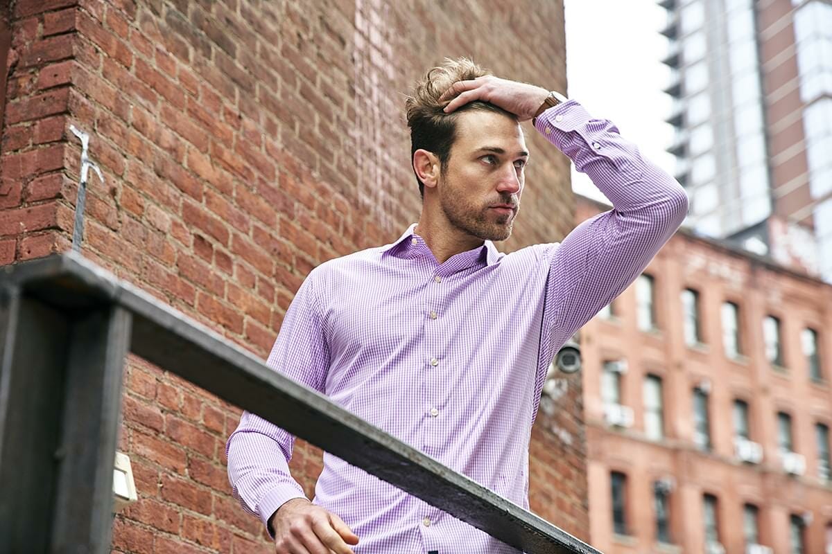 Pink Gingham Check Easy Care Shirt