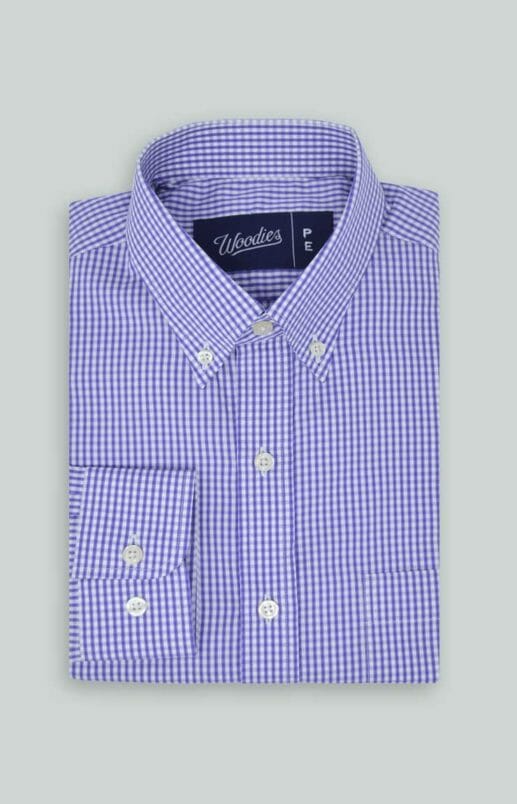 Lavender Gingham Check Easy Care Shirt