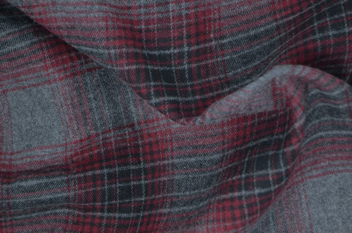 Maroon and Grey Ombre Plaid Flannel Woodies Clothing