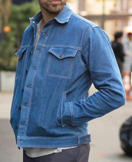 Faded Blue Worker Jacket On Figure