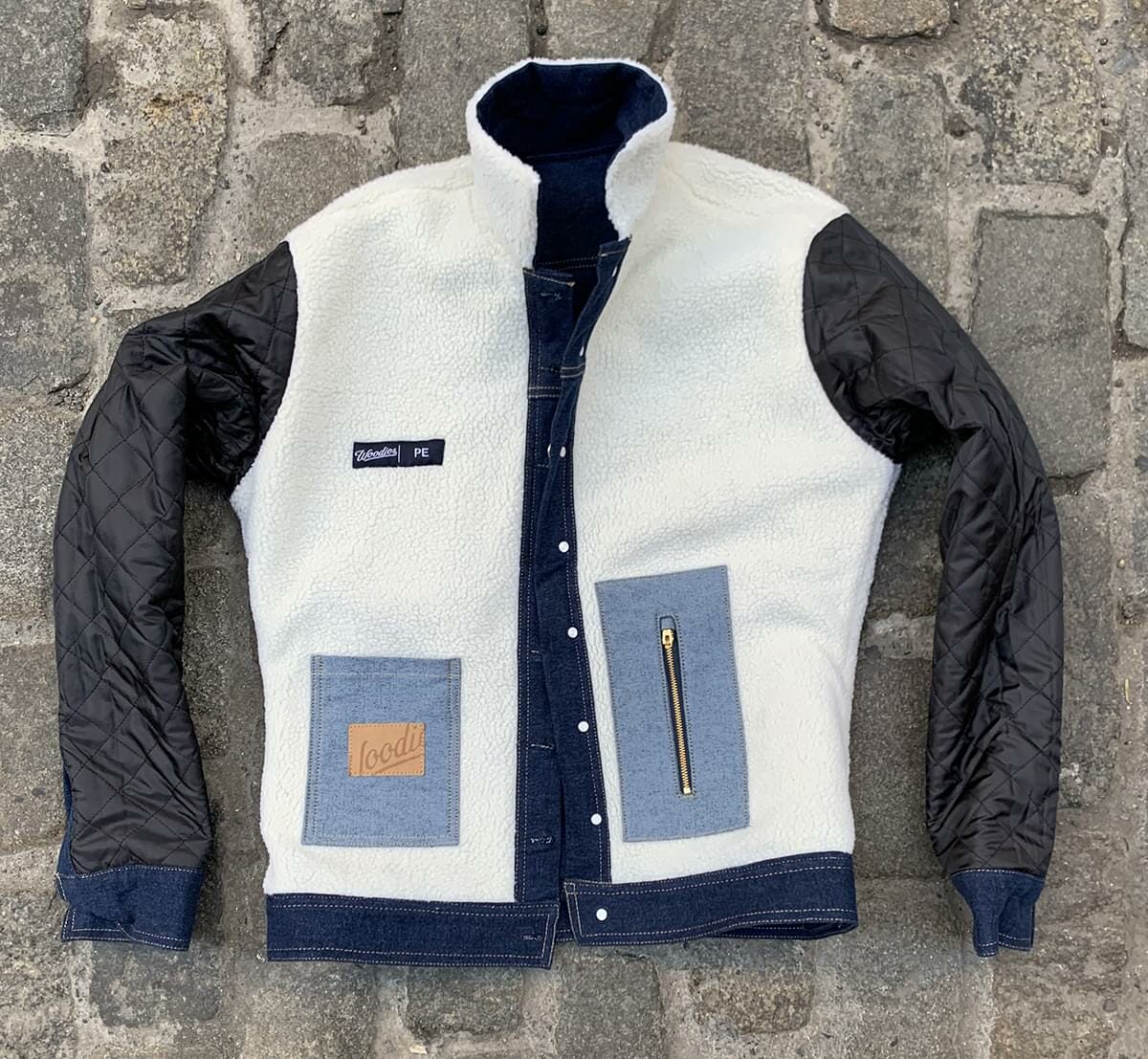 Faded Blue Sherpa Lined Denim Work Jacket