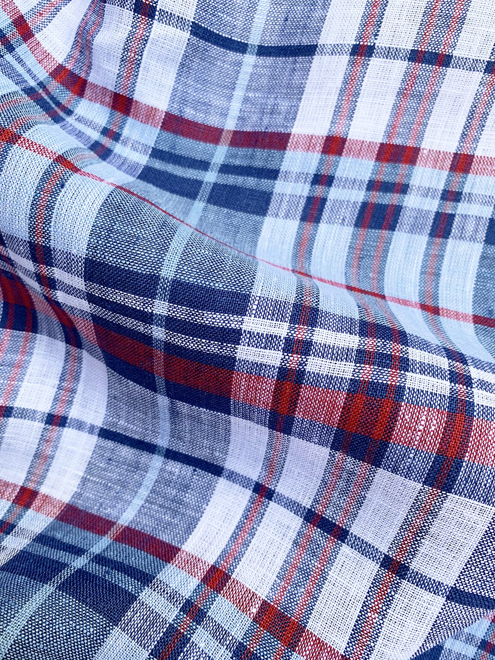 Red And Blue Plaid Lux Linen Fabric Woodies Clothing 