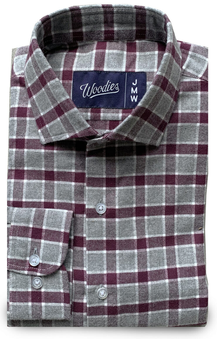 Marroon Bordered Plaid Flannel Shirt 2(marroongreywhiteplaid)
