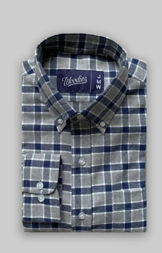Navy Bordered Check Flannel