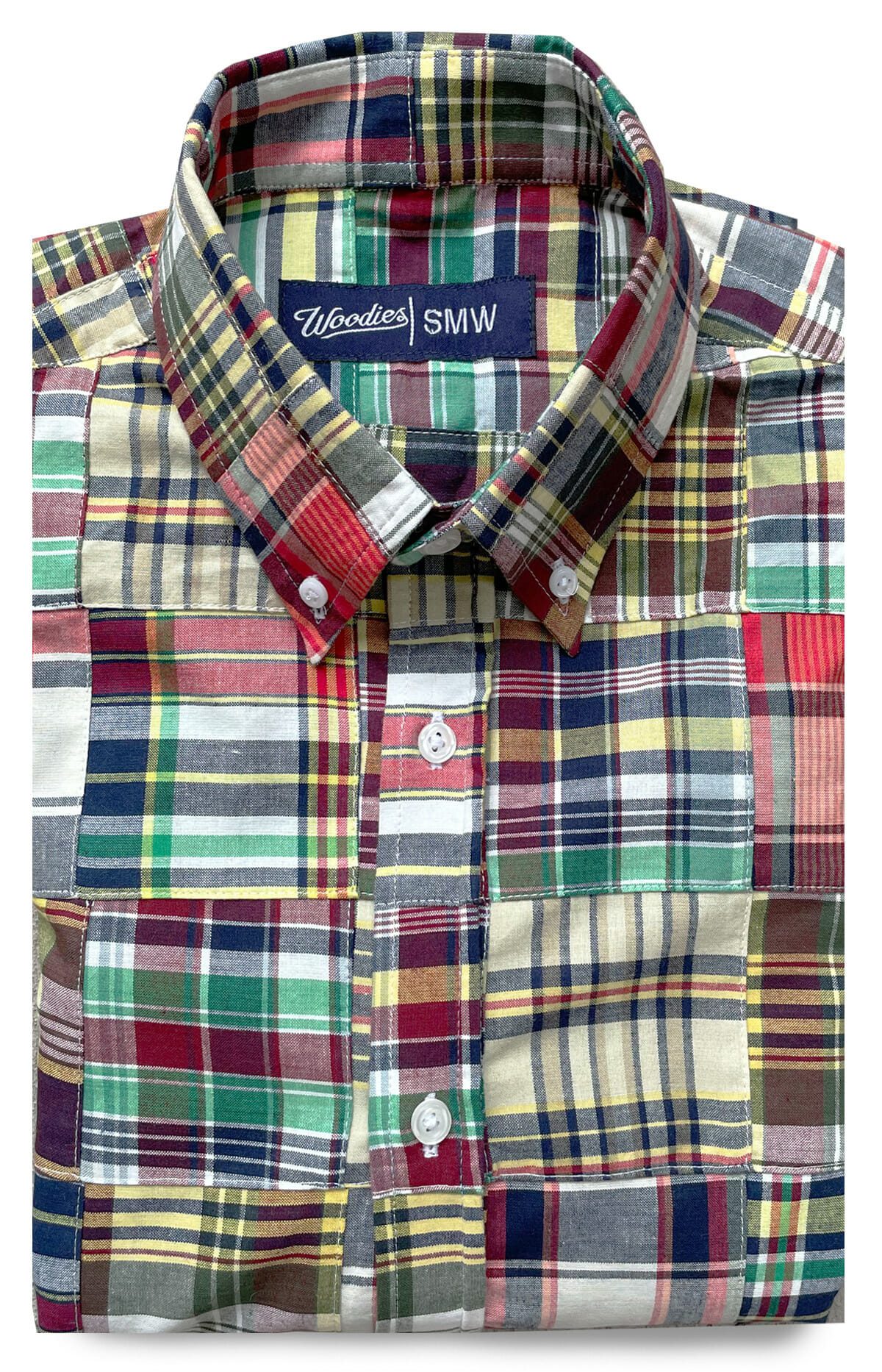 Comfortable Men's Madras Patchwork Shirt - Woodies Clothing