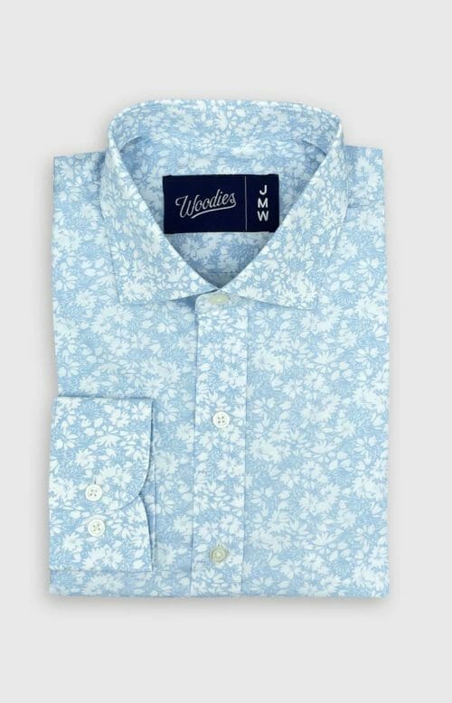 Japanese Light Blue Floral Printed Shirt
