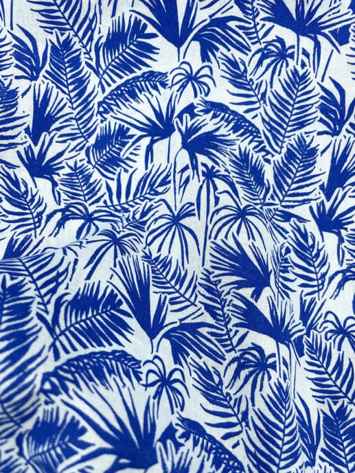 Blue Palm Leaf Print Shirt