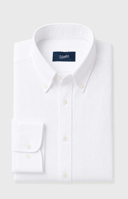 Textured White Seersucker Shirt