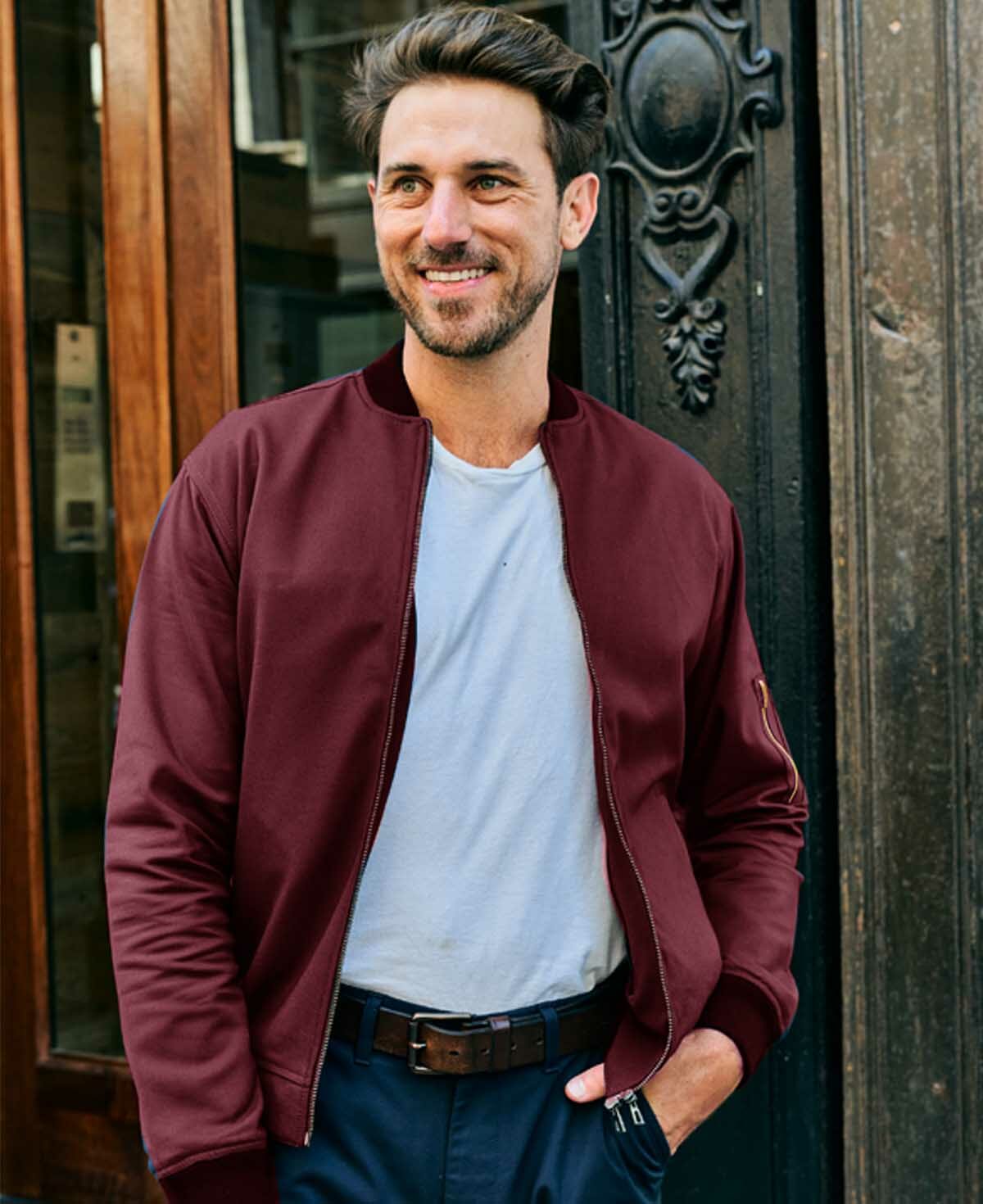The Next Generation Bomber Jacket in Burgundy - Woodies Clothing