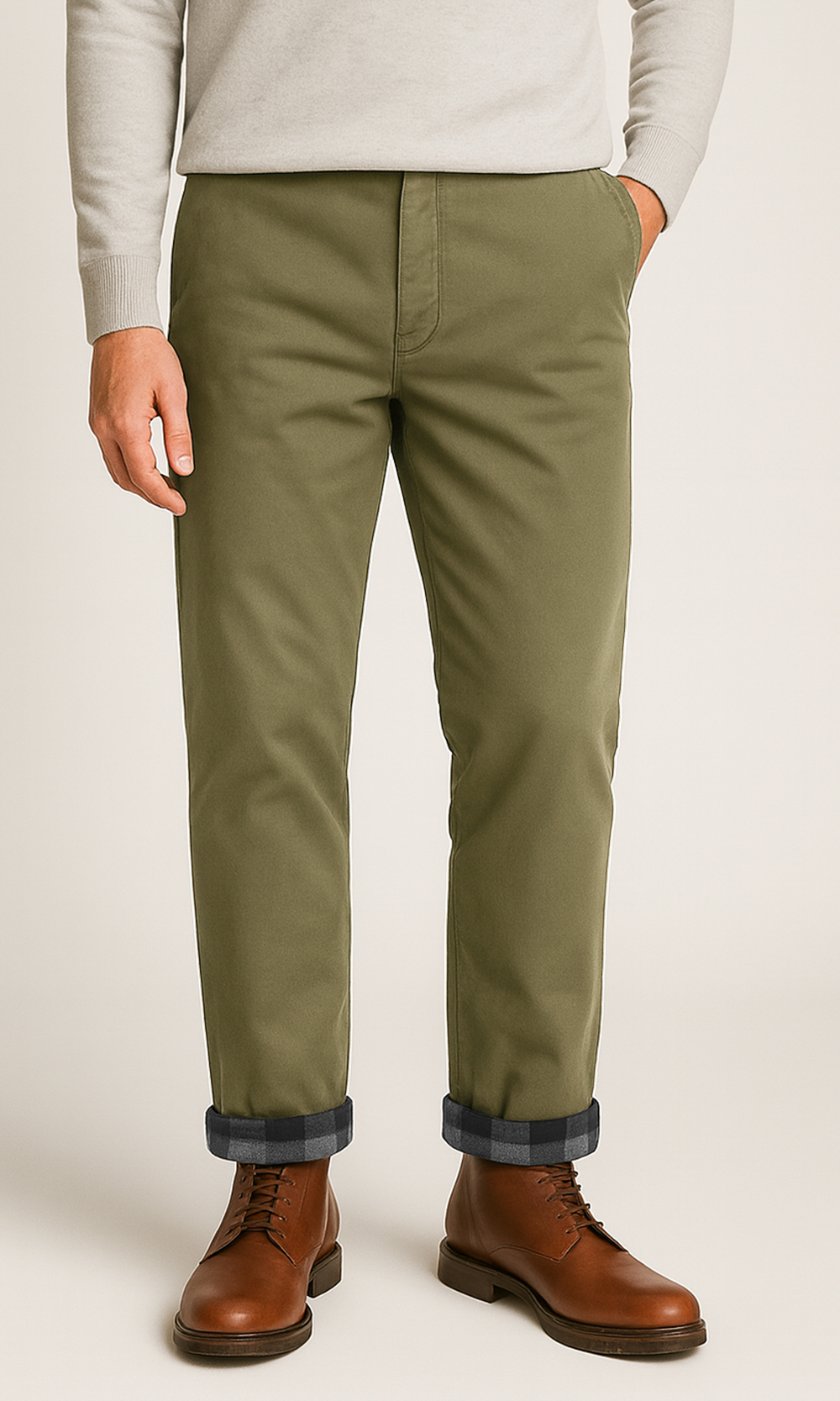 The Olive Flannel Lined Performance Chinos