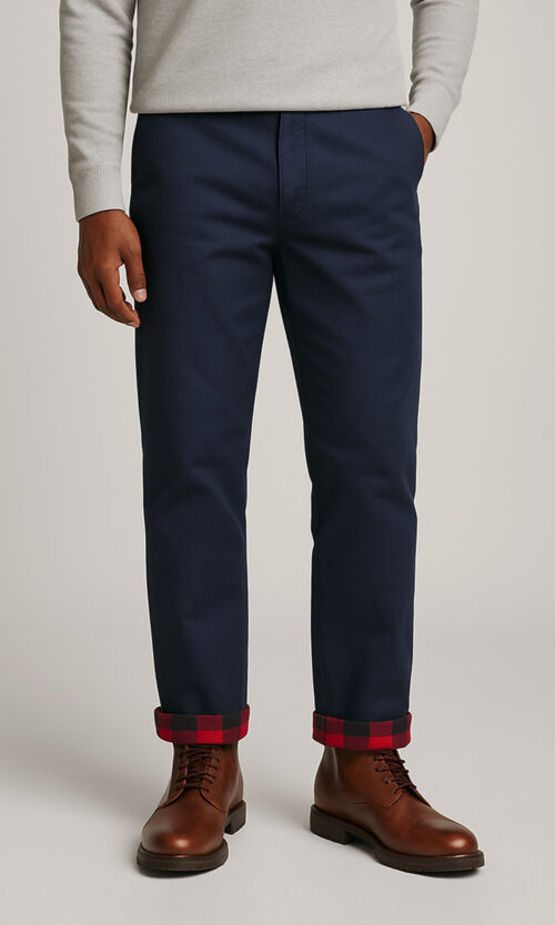 Navy Flannel Lined Performance Chinos