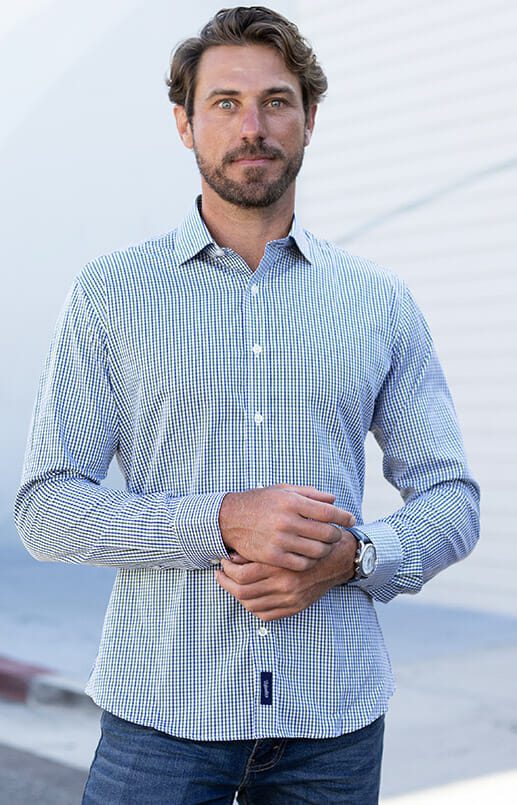 Green & Blue Check Easy Care Shirt