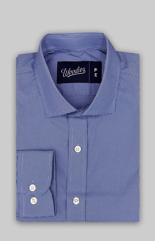 Blue Houndstooth Stain Resistant Performance Shirt