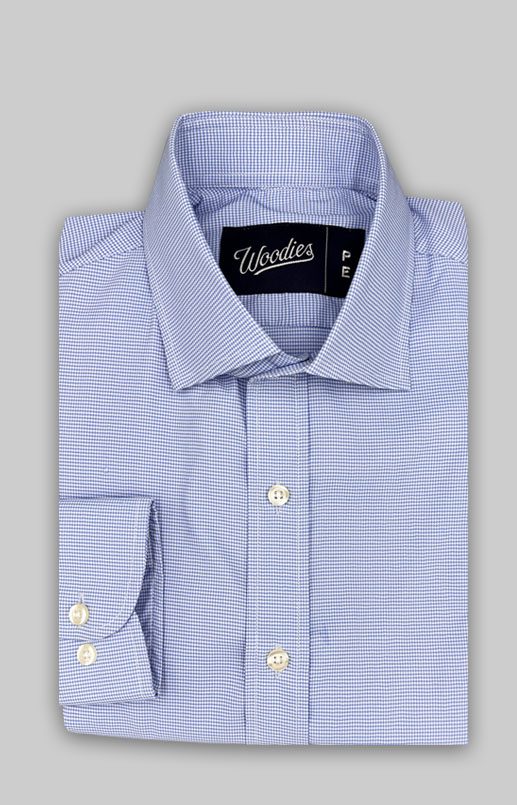 Light Blue Houndstooth Stain Resistant Performance Shirt