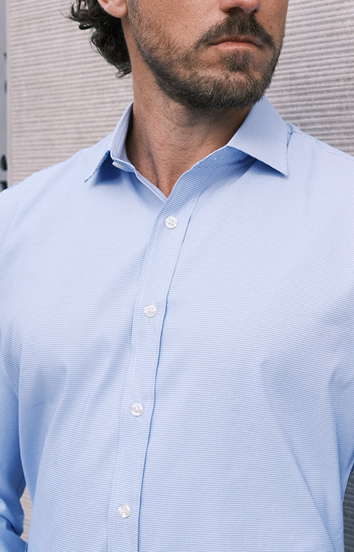 Light Blue Houndstooth Stain Resistant Performance Shirt