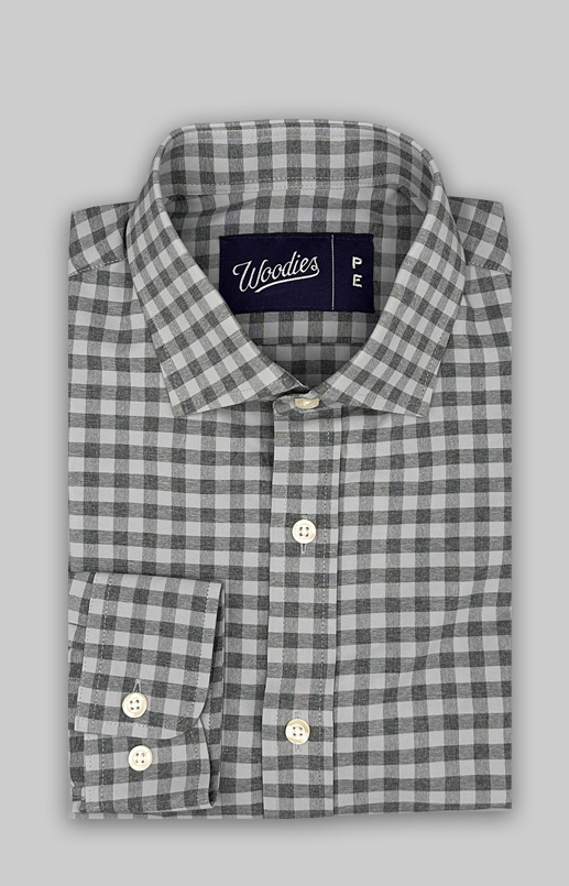 Heathered Grey Gingham Stain Resistant Performance Shirt