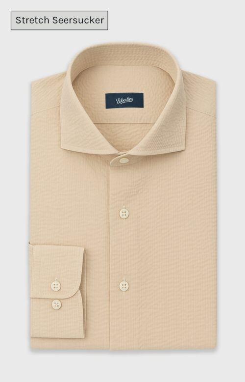 Beige Stretch Seersucker Shirt