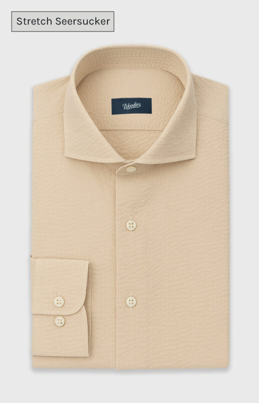 Beige Seersucker Stretch Shirt