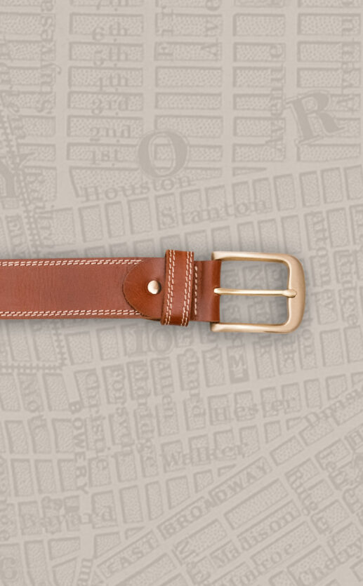 Light Brown Full Grain Leather Belt with Stitching