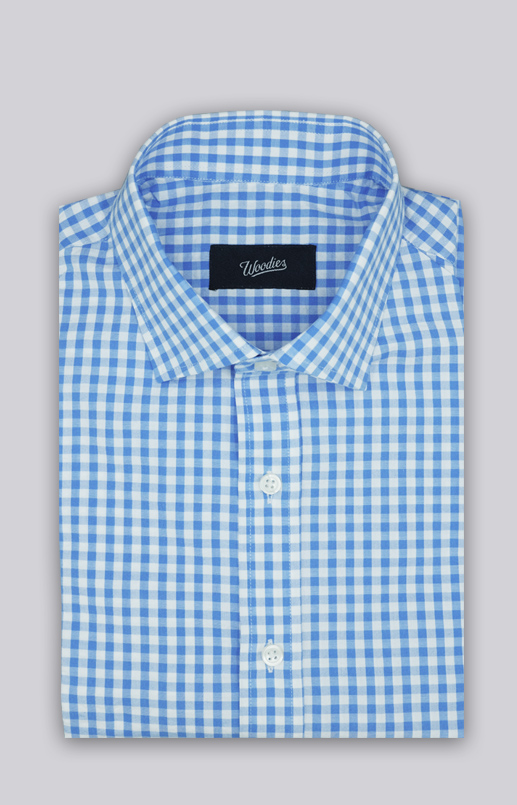 Pastel Blue Seersucker Gingham Shirt