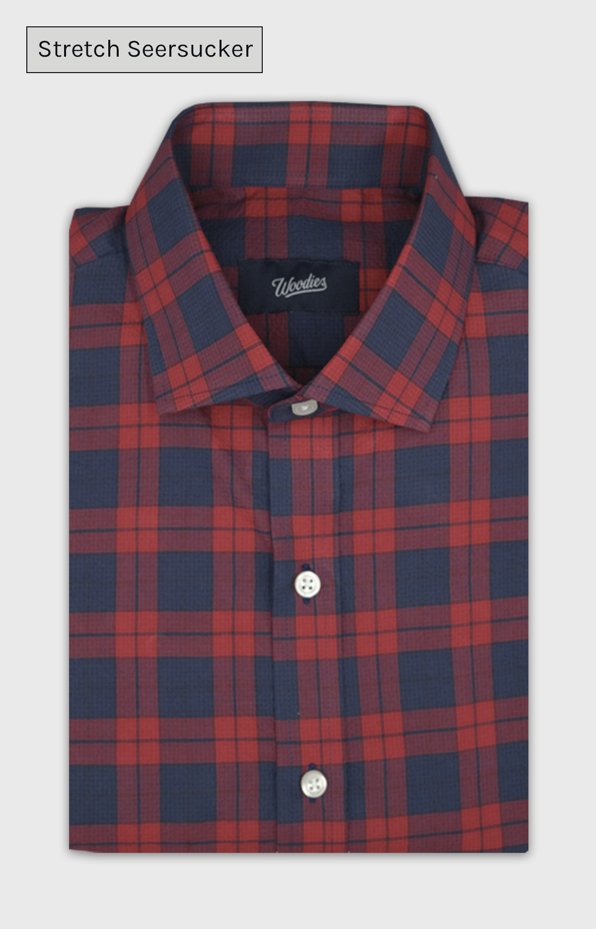 Red Tartan Seersucker Stretch Shirt