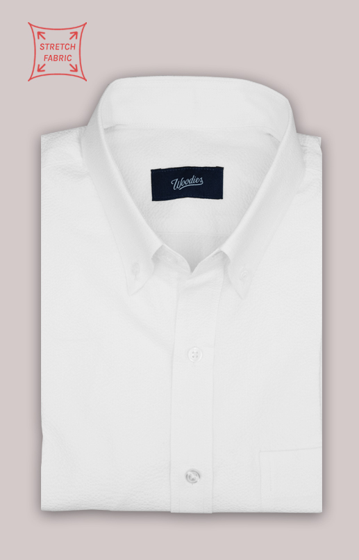 White Seersucker Stretch Shirt