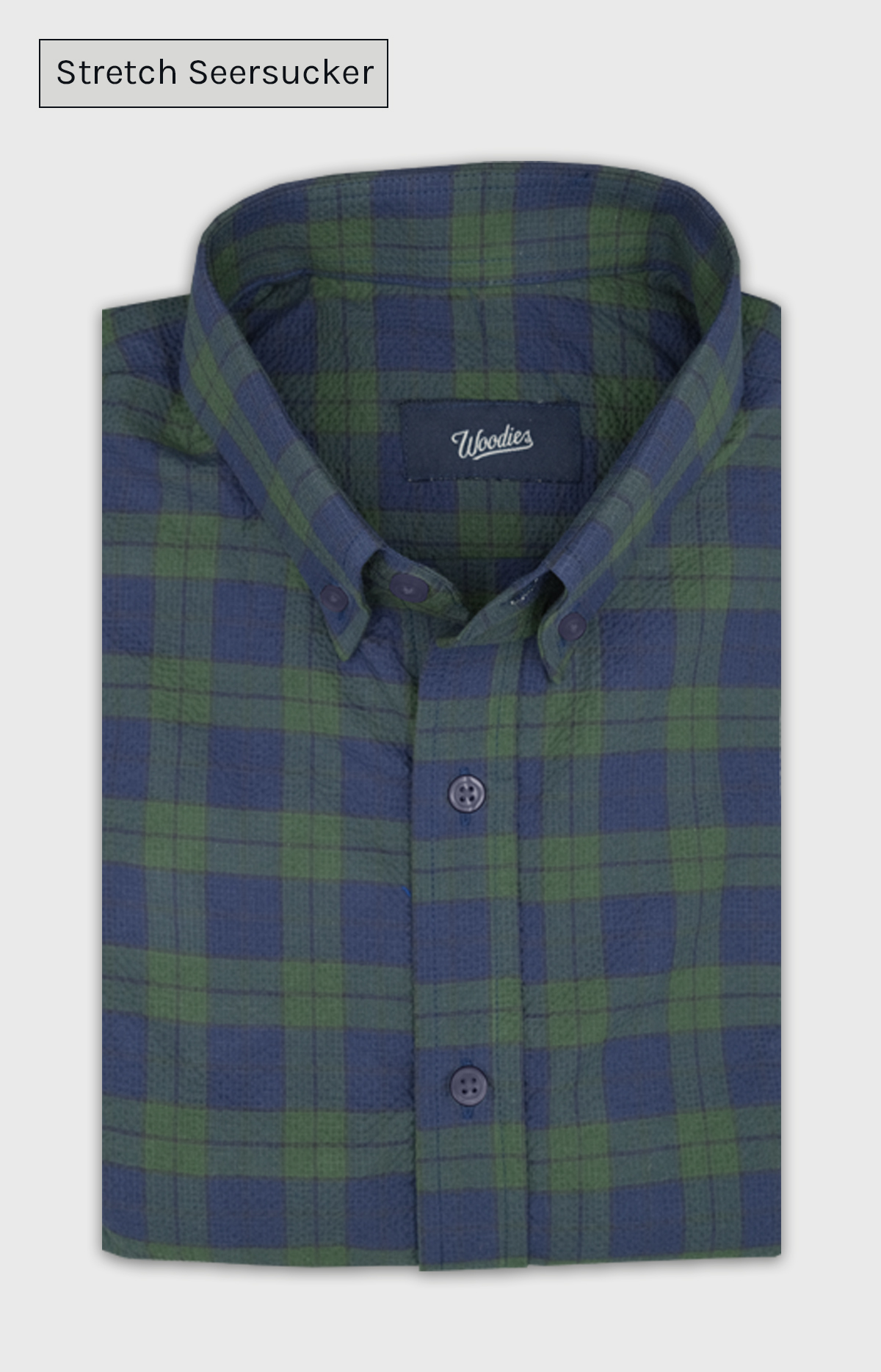 Green Tartan Seersucker Stretch Shirt