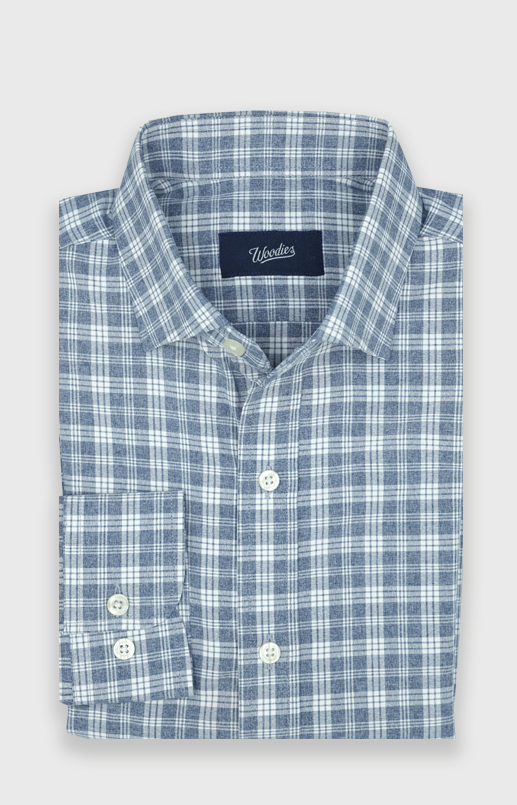 Heathered Navy Plaid Performance Shirt