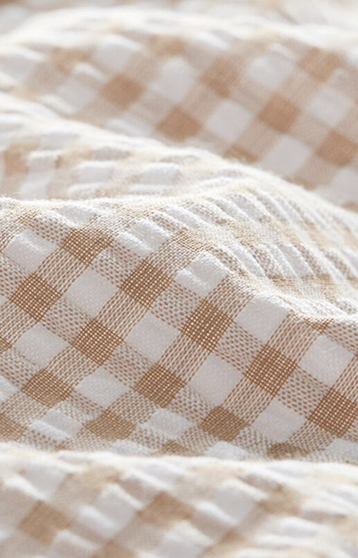 Tan Gingham Seersucker Shirt