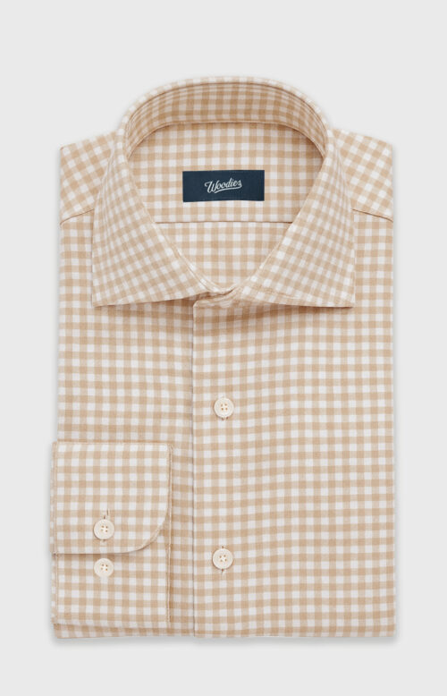 Tan Gingham Seersucker Shirt